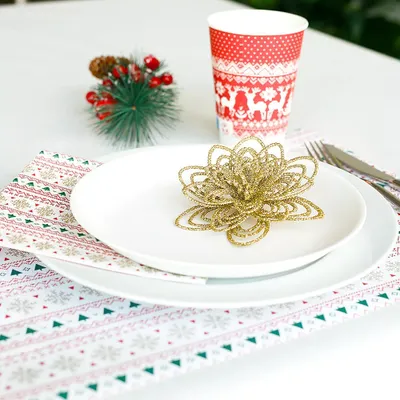 Produktbild von Servietten 33x33cm 3-lagig Weihnachtsmotive 20 Stück Rot / Grün