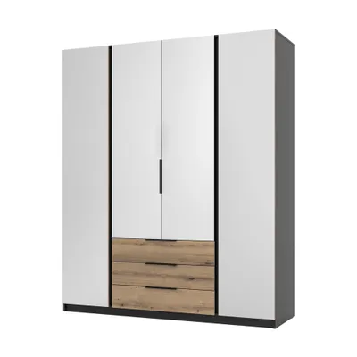 Produktbild von Geräumiger Kleiderschrank 200 VERU – Eiche Evoke / Schwarz