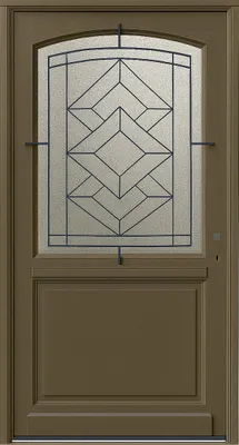 Image de Porte d'entree Bois vitree, Elsie, Vert RAL7002, H215 x L90 p.Gauche