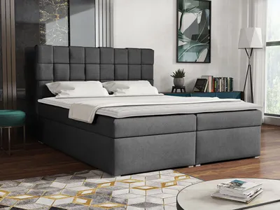 Obrázek produktu pro Kontinentální manželská postel 180x200 WARNOW 1 - tmavá šedá + topper