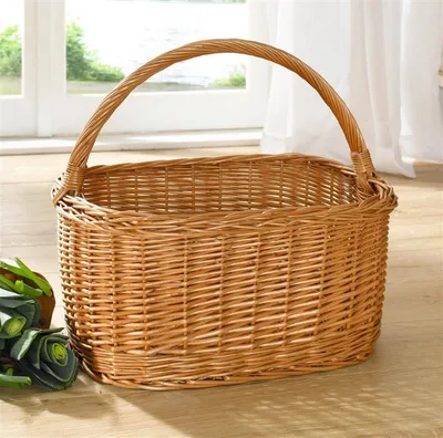 Image de grand panier à provisions en osier, carré, 50x40 cm, panier de transport, panier tressé, panier en osier