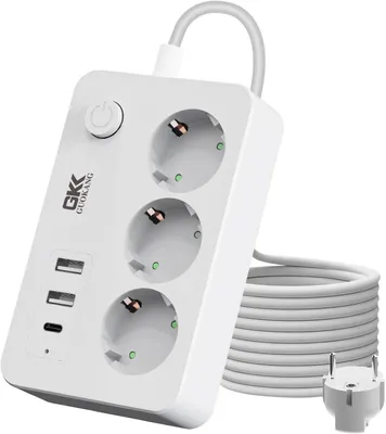 Produktbild von Steckdosenleiste 6-in-1 mit 3 EU-Steckdosen und 3 USB-Anschlüssen - 13 A - 3250 W
