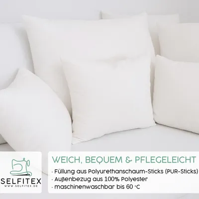 Kisseneinlagen 100% Baumwolle 12x20 Zoll – 2 Stück, Hypoallergen, Mit 3D-Faserfüllung, Weiß