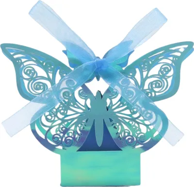 Produktbild von 50 Pack 3D Schmetterling Laser Cut Hochzeit Party Favor Box Süßigkeiten Tasche Schokolade Geschenk Boxen Braut Geburtstag Dusche Bomboniere