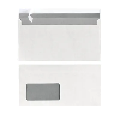 Produktbild von Herlitz Briefumschläge DIN lang haftklebend weiß mit Fenster (100 Stück)