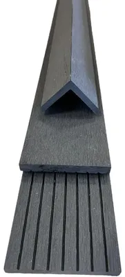 Produktbild von WPC Winkelleiste Abschlussleiste Abdeckleiste Terrassendielen Leiste - 1450 x 48 x 48mm, dunkelgrau
