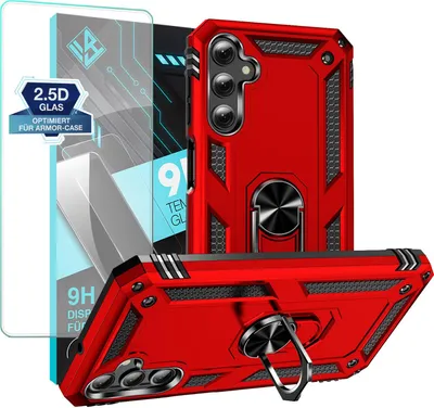 Produktbild von Armor Outdoor Handyhülle für Samsung Galaxy A25 5G Handy Panzer Case Schutzhülle mit 9H Displayglas Displayschutz Farbe: Rot