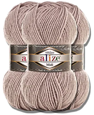 Image de Alize 3x 100g Superlana Midi, fil uni, idéal pour le crochet et le tricot (référence : 652)
