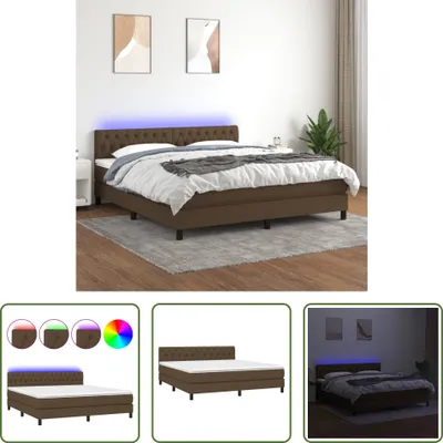 Produktbild von The Living Store Boxspringbett mit Matratze & LED Dunkelbraun 160x200 cm Stoff