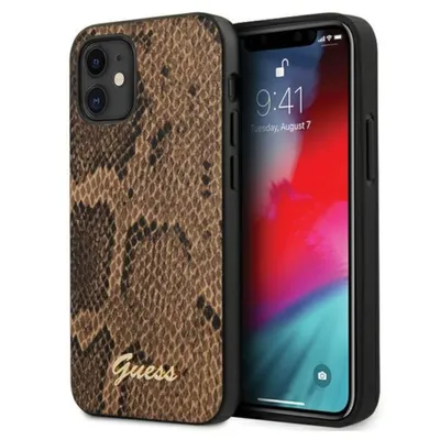 Produktbild von GUESS Schutzhülle für Apple iPhone 12 Mini Braun Python Hülle Case Cover Etui NEU