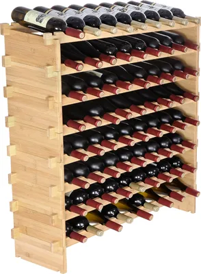 Immagine prodotto di Portabottiglie VEVOR Portabottiglie per 72 bottiglie, portabottiglie in bambù con 8 scomparti, portabottiglie vintage impilabile in metallo per cantina, bar, ripostiglio ecc. Portabottiglie Portabottiglie per vino Capacità di carico 80 kg