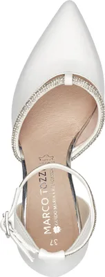 Produktbild von MARCO TOZZI Damen Pumps Fesselriemen Strasssteine Synthetik Leder 2-82404-42, Größe:41 EU, Farbe:Weiß