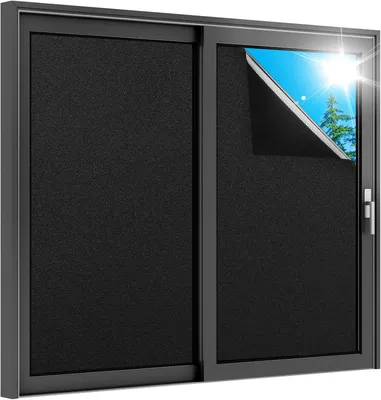 Produktbild von Verdunkelungsfolie Fenster - Selbstklebende Sonnenschutzfolie - Verdunkelungsvorhang Folie - 45 x 100 cm - Sichtschutzfolie fš¹r Glasfenster - Schwarz