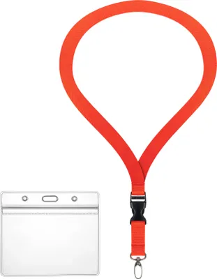 Produktbild von Ausweishülle ZIP Ausweis Halter wasserdicht komplett mit Lanyard ROT 2 cm inkl. Schlüsselband mit security clip Kartenhalter für 1-2 Ausweise Karten