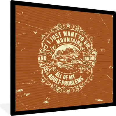 Produktbild von MuchoWow® MuchoWow® Gerahmtes Poster Jahrgang - Berg - Text 40x40 cm - Poster mit zchwarzem Bilderrahmen - Mit Rahmen - Wanddekoration Schlafzimmer