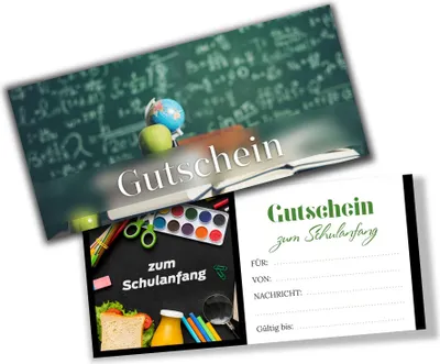 Produktbild von itenga Geschenkgutschein Fotodesign - Motiv SCHULANFANG Postkarte zum Ausfüllen  21,0 x 9,8 cm