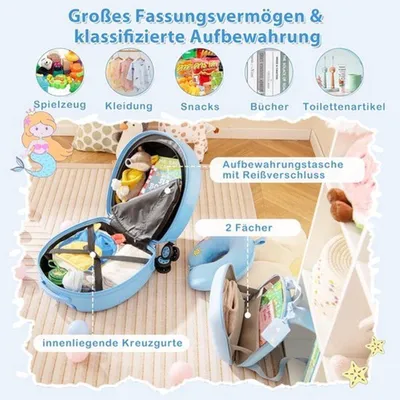 Image de Valise pour enfants avec sac à dos - Bleu - Bagage à main - En ABS - Avec roulettes - Coffret pour enfants