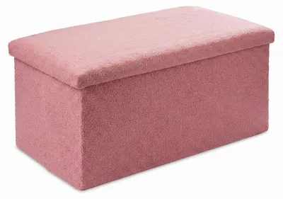 Produktbild von Relaxdays Sitzbank, Stauraum, Teddystoff, faltbar, gepolstert, Flur, Schlafzimmer, HBT: 38x76x38 cm, Sitztruhe, altrosa