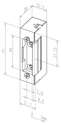 Produktbild von Assa Abloy Elektro-Türöffner 27E 6-12 V AC / DC DIN links / rechts mit Dauerentriegelung - 27E---------D11