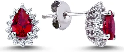 Produktbild von Entourage Diamant Drop Rubin Ohrringe 14 Karat Weißgold