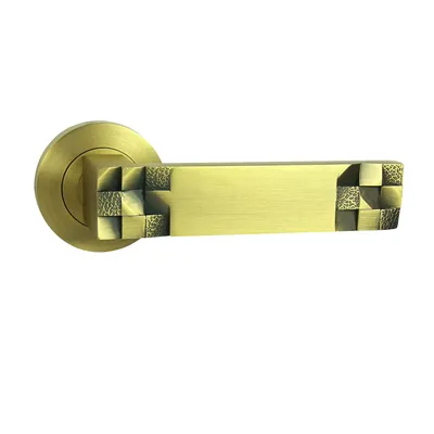 Produktbild von DOMINO Türgriff Drückergarnitur | Türklinke für Zimmertür, Bürotür, Kellertür & Innentür | Türbeschläge aus Znal |Bronze matt Türdrückergarnitur |TORO-R M3/MATT