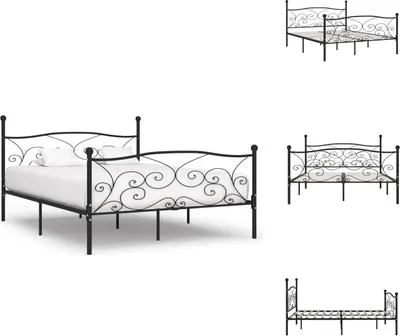 Produktbild von vidaXL Bettgestell mit Lattenrost Schwarz Metall 180 × 200 cm - Betten & Bettgestelle