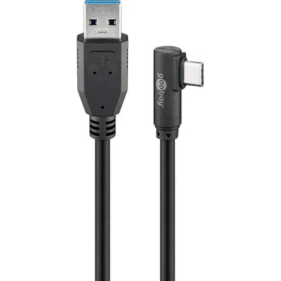 Immagine prodotto di Goobay 66501 Cavo da USB-C™ a USB A 3.0 a 90°, nero, 1 m - Spina USB 3.0 (tipo A) > Spina USB-C