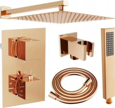 Immagine prodotto di Mexen Cube DR02 set doccia incassato con soffione 30 cm, oro rosa - 77502DR0230-60