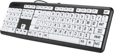 Obrázok produktu pre Ergonomická klávesnica s veľkými klávesmi pre seniorov – klávesnica s veľkými klávesmi a vylepšenou viditeľnosťou – 104 klávesov – veľký formát, čierny dizajn, vhodná pre seniorov.