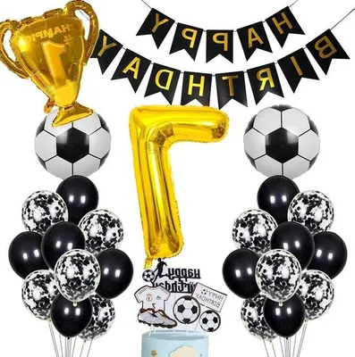 Productafbeelding van Heliumballon voor kinderfeestje - Gouden voetbalballon, geschikt voor kinderen van 7 jaar