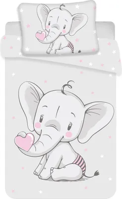 Produktbild von Baby Bettwäsche mit Baby Elefant 100x135 cm 100% Baumwolle