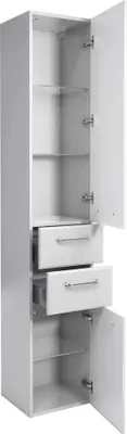 Produktbild von Hochschrank Badezimmer QUEBEC-66 in weiß Hochglanz, B/H/T: ca. 35/185,5/33 cm