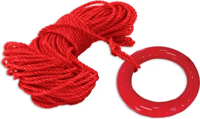 Produktbild von kleiner Rettungsring, Breite: 17cm, schwimmfähig, rot, Leine 30 m lang