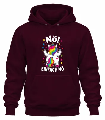 Produktbild von Nö Einfach Nö Einhorn Regenbogen frech lustig Geschenk Uni Hoodie Kapuzenpullover, Burgundy, S