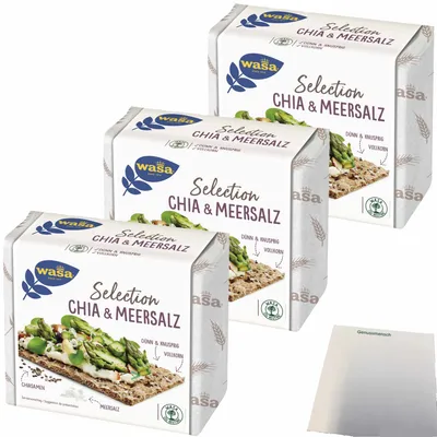 Produktbild von Wasa Selection Chia & Meersalz 3er Pack (3x245g Packung) + usy Block