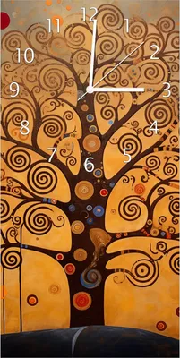 Produktbild von Wallario Design Wanduhr bedruckt, Größe 30 x 60 cm, Motiv: Baum des Lebens