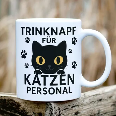 Kaffeetasse "Trinknapf für Katzenpersonal" – lustig, 330 ml, Keramik