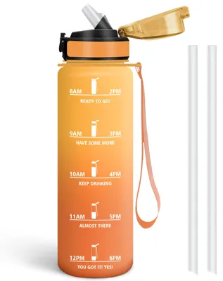 Produktbild von Trinkflasche 1L mit Strohhalm, auslaufsicher, Motivationsskala, Mulbijeo