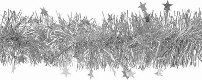 Produktbild von Weihnachtsgirlande Lametta 8cm x 3m inkl. kleine Sterne Silber
