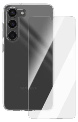 Produktbild von Mayaxess, Schutzset für Samsung Galaxy S23 mit Hülle und 9H Panzerglas, Transparent