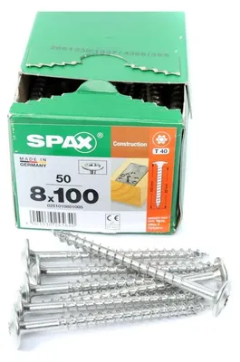 Immagine prodotto di SPAX® 0251010801005 SPAX® Holzbauschrauben T40 Tellerkopf WIROX 0251010801005 8 mm x 100 mm, 50 St.