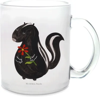 Produktbild von Mr. & Mrs. Panda Haferl Stinktier Blume - Transparent - Geschenk, Tee Tasse, Skunk, Häferl, Wildtier, Pott, Dreams, Teetasse Glas, Stinker, Raubtier, Trinkglas