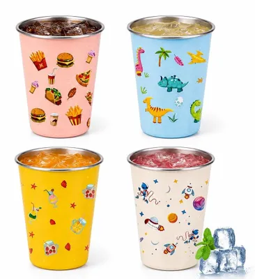 Immagine prodotto di Set di 4 bicchieri in acciaio inossidabile da 350 ml, adatti ai bambini