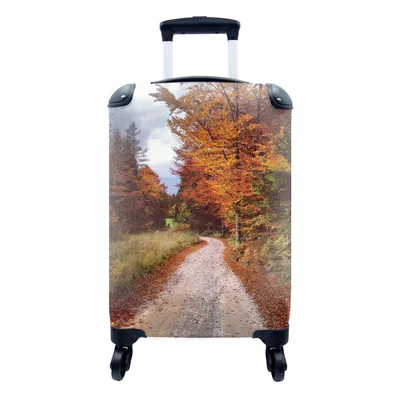 Produktbild von MuchoWow® Koffer Handgepäck Trolley Rollkoffer Kleine Reisekoffer mit 4 Rollen - Herbst - Herbstblätter - Weg - Wald - Cabin Size < 55x40x23 cm & 55x40x20 cm - Fotokoffer - Kabinenkoffer - Boardgepäck - Reise-Box - Reisekoffer - Reisegepäck - Koffer mit Bild - Trolley für Kinder
