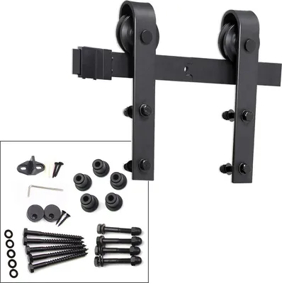Immagine prodotto di Jiubiaz sistema di montaggio per porte scorrevoli set di binari in legno porta scorrevole montaggio 183/200cm