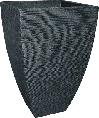 A tall, square planter with a textured, ribbed surface.