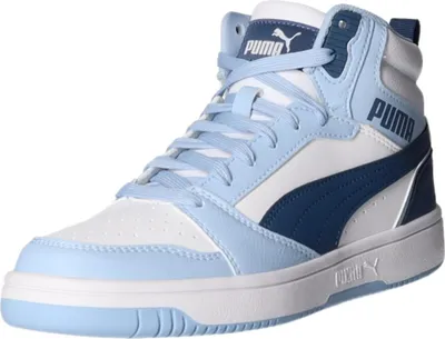 Produktbild von Puma Rebound V6 Mid Jr White-Dark Indigo-Haute Tropic Größe EU 37