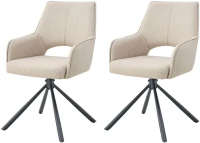 Produktbild von xonox.home Drehstuhl 2er Set Jana Webstoff creme (B/H/T): 57 x 91 x 64 cm