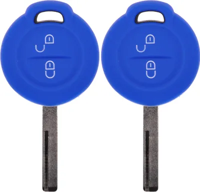 Produktbild von 2x Auto Schlüssel Silikon Schutz Hülle  Blau kompatibel mit Mitsubishi Colt VI Smart Forfour 454 2 Tasten Funk Fernbedienung