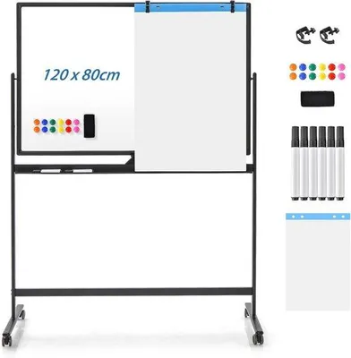 Produktbild von Mobiles Whiteboard doppelseitig mit Standfuß - 120 x 80 cm